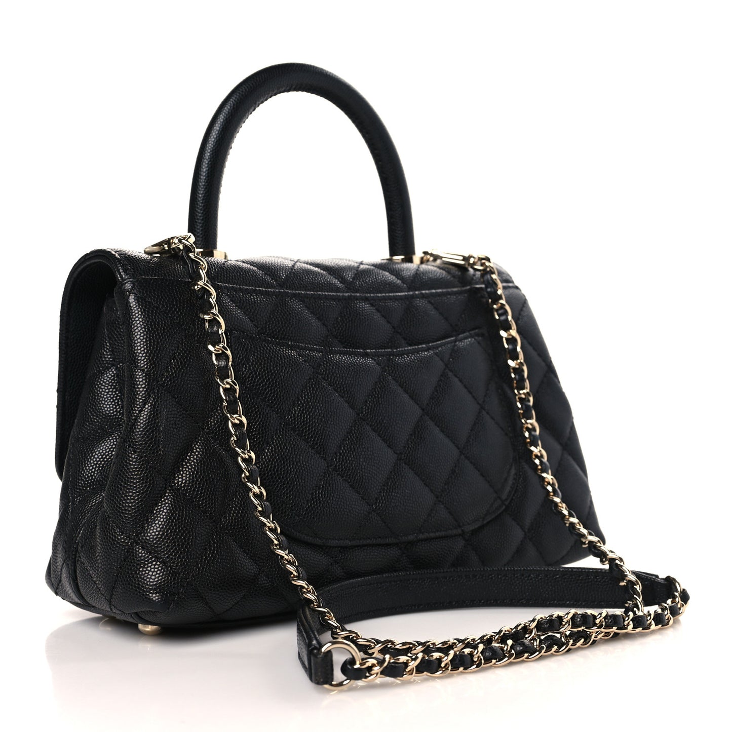 Caviar Quilted Mini Coco Handle Flap Black