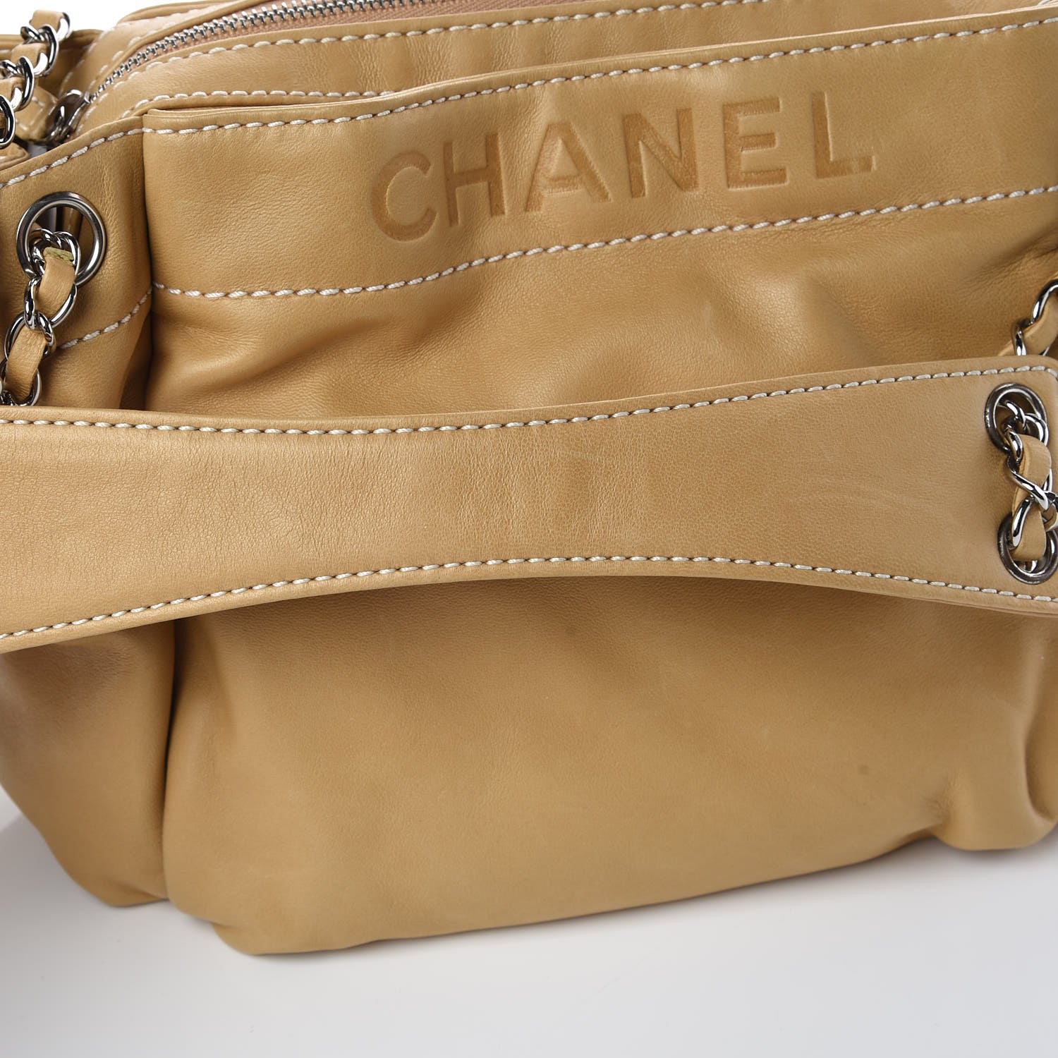 Chanel Lambskin Lax Accordion Hobo Beige 15 of 15