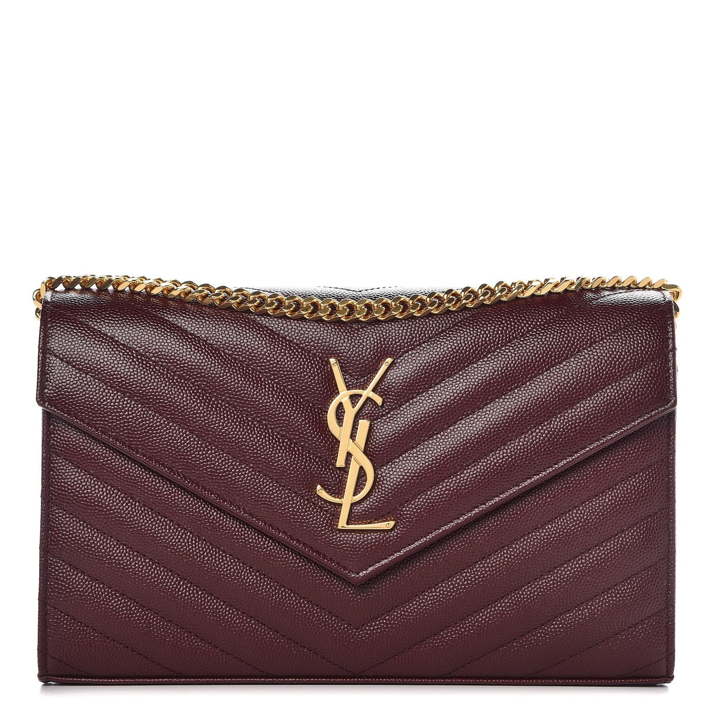Grain De Poudre Matelasse Chevron Monogram Chain Wallet Rouge Legion