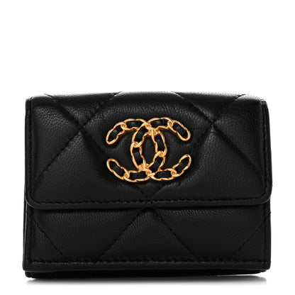 Chanel Lambskin Quilted Chanel 19 Small Flap Wallet Black 1 of 9
