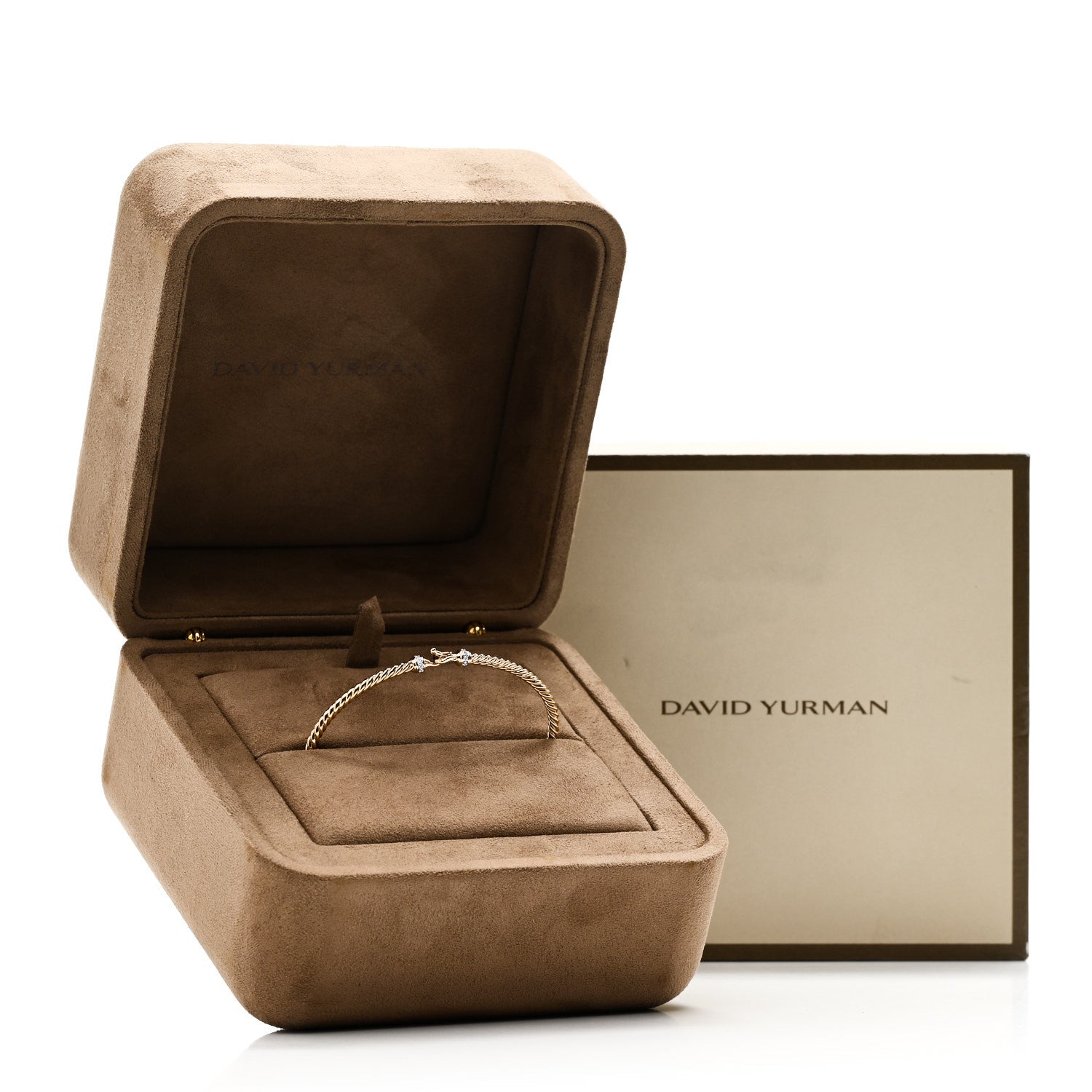 David Yurman 18K Yellow Gold Diamond 2.6mm Cable Collectibles Buckle Bracelet 5 of 5