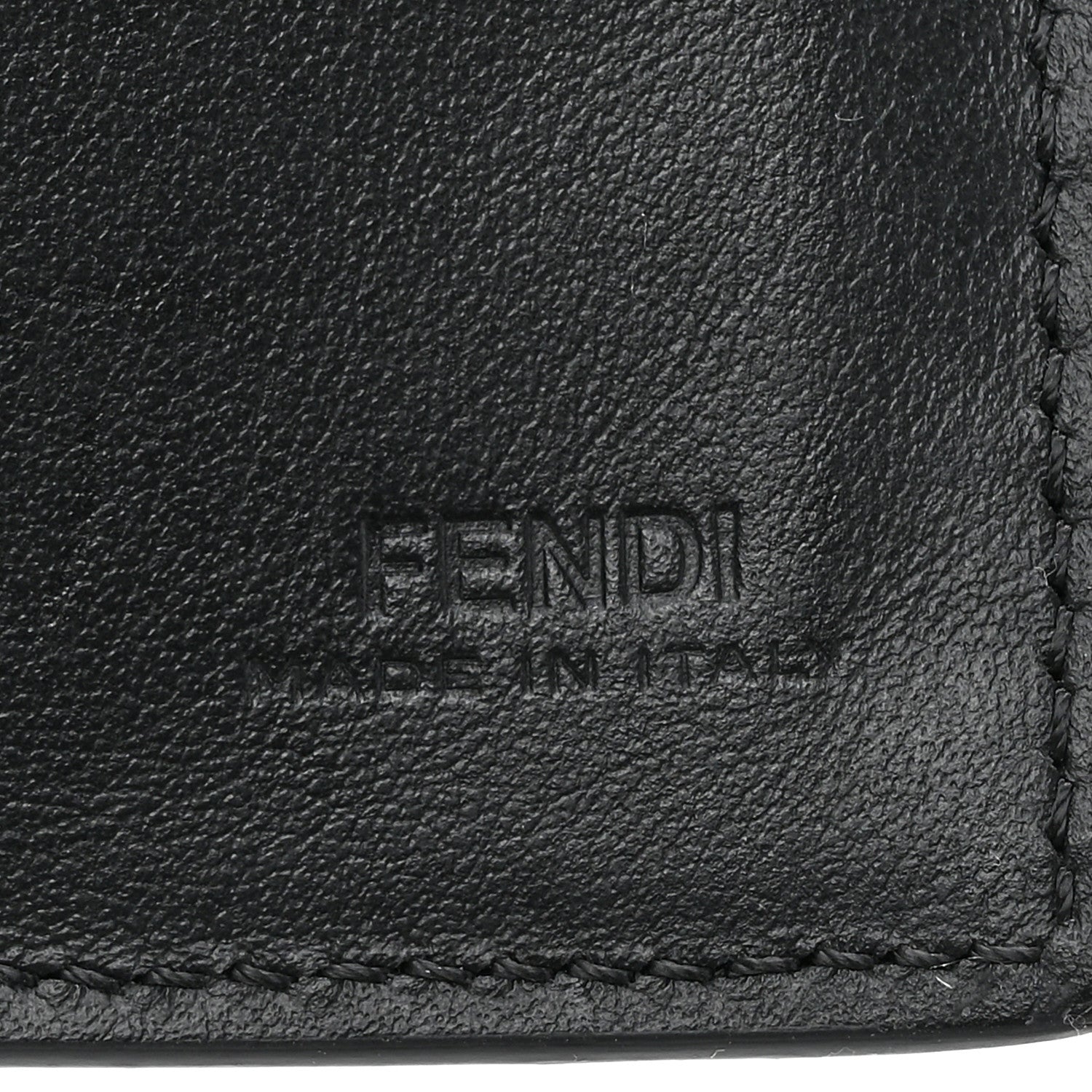 Fendi Glazed Fabric Vitello King FF 1974 Diagonal Bi-Fold Wallet Grey Black Sunflower 7 of 10