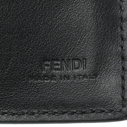 Fendi Glazed Fabric Vitello King FF 1974 Diagonal Bi-Fold Wallet Grey Black Sunflower 7 of 10