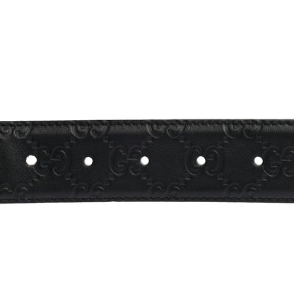 Gucci Soft Guccissima Margaux Calfskin Nickel Interlocking G 37mm Belt 105 42 Black 3 of 6