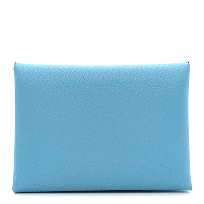 Hermes Chevre Mysore Duo Calvi Card Case Celeste 1 of 7
