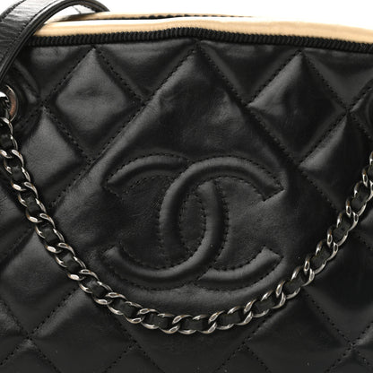 Chanel Calfskin Quilted Small Ballerine Camera Case Black Beige 8 of 11
