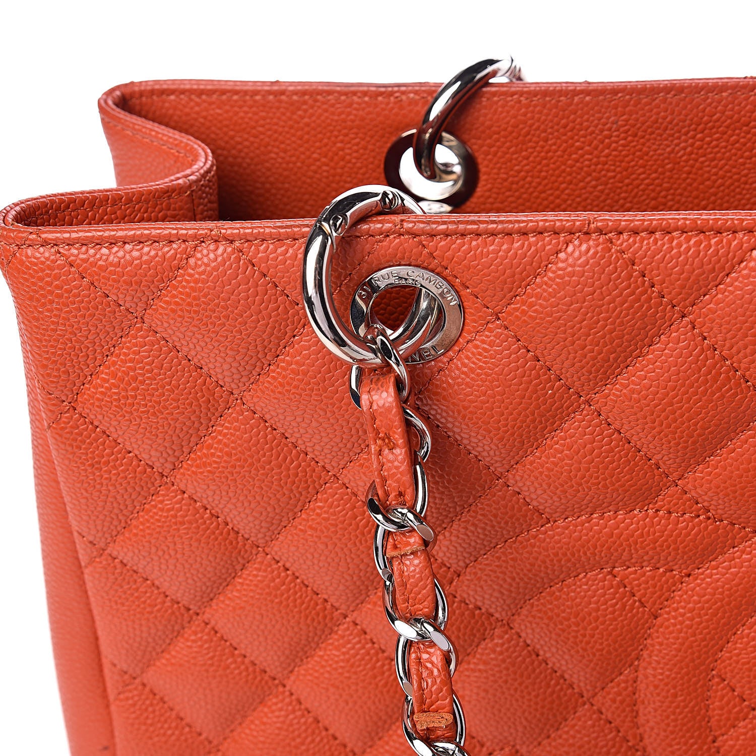 Chanel Caviar Quilted Grand Shopping Tote GST Orange 16 of 18