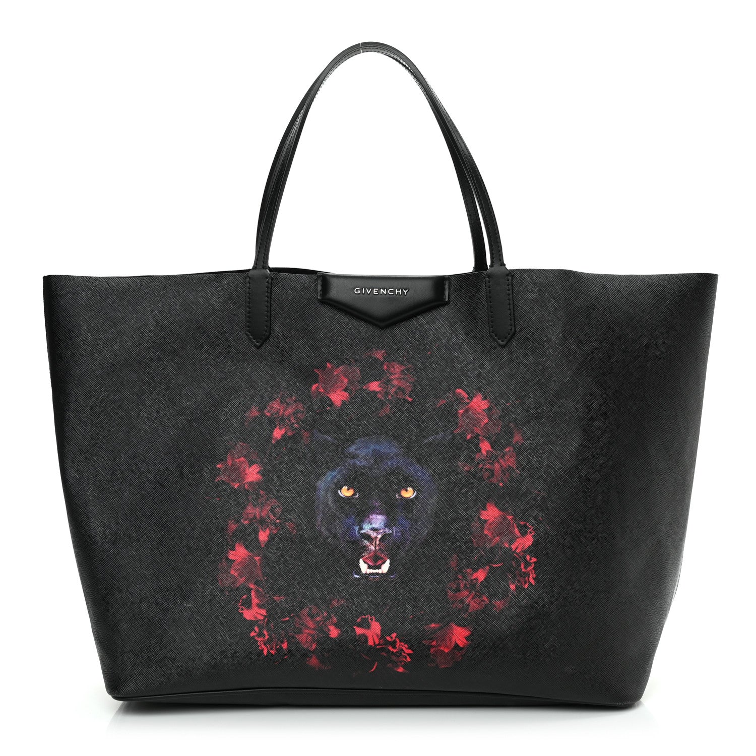 Givenchy Textured Coated Canvas Panther Print Large Antigona Tote Black 1 of 8