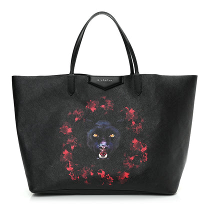 Givenchy Textured Coated Canvas Panther Print Large Antigona Tote Black 1 of 8