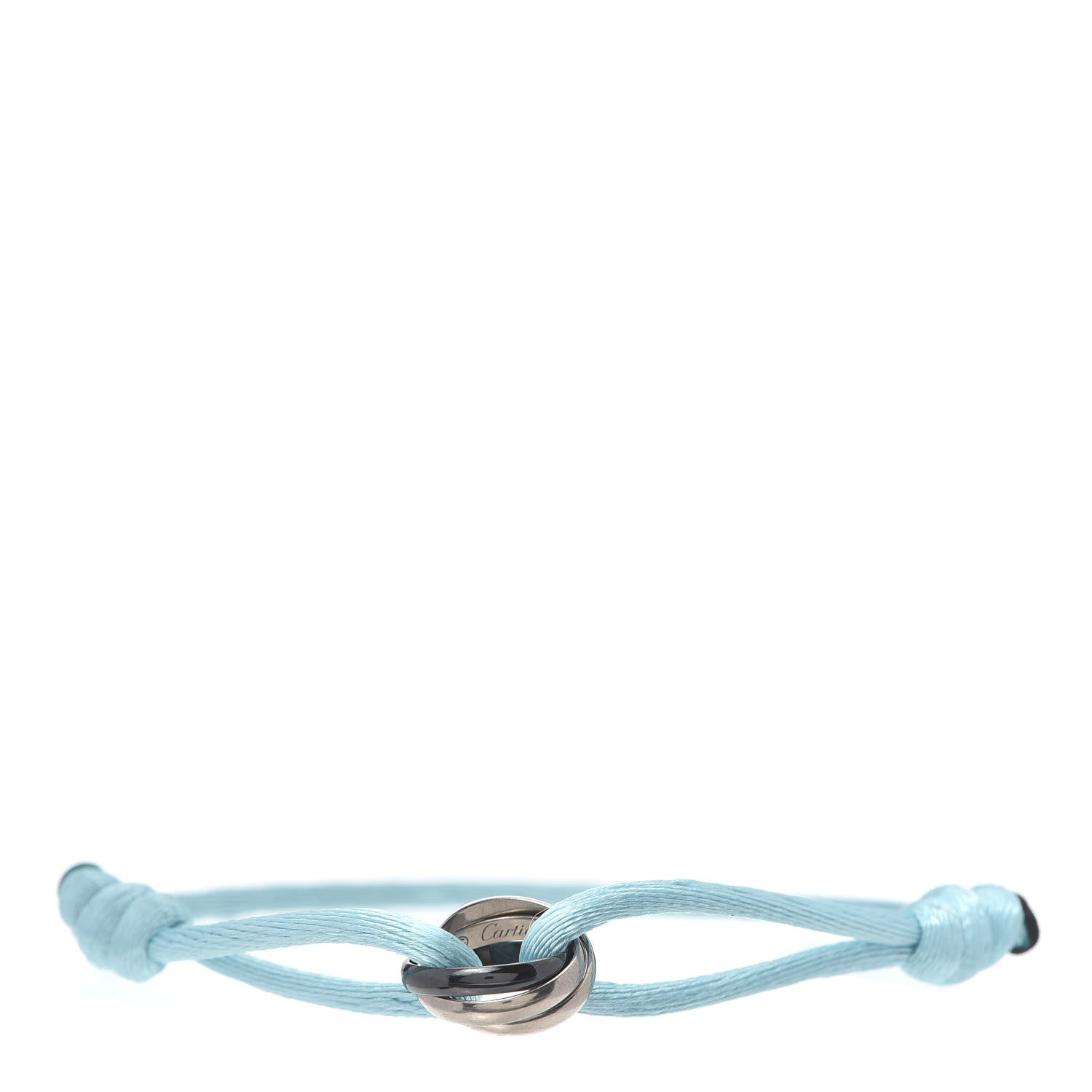 Cartier 18K White Gold Ceramic Trinity Cord Bracelet Sky Blue 1 of 6
