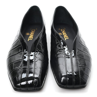 Chanel Crocodile Embossed Patent Calfskin Ballet Flats 36.5 Black 3 of 10