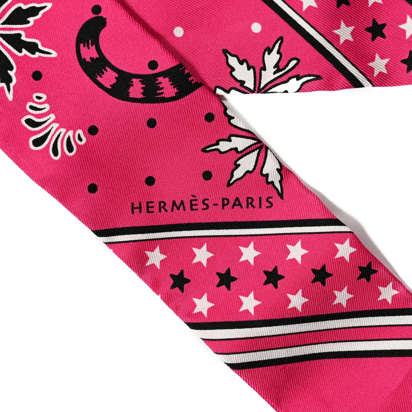 Silk Les Leopards Twilly Rose Vif Black White