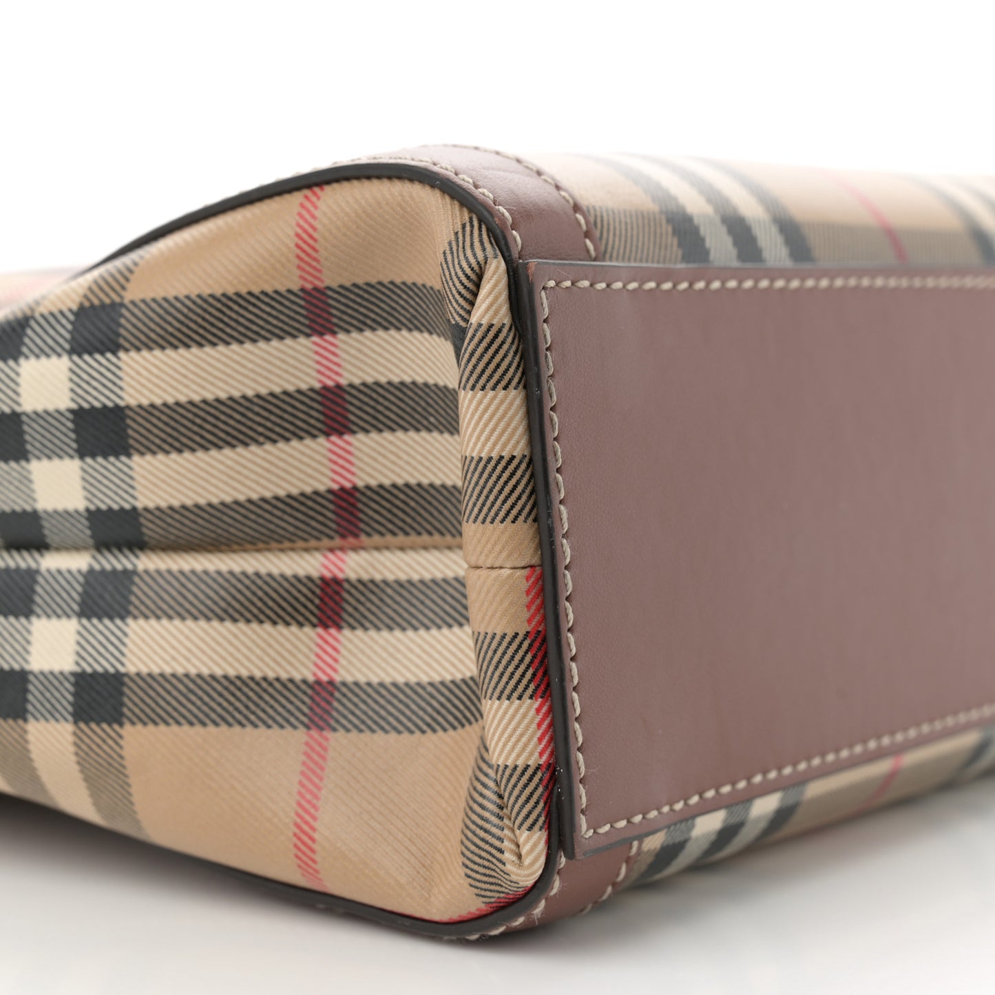 Vintage Check Calfskin Kane Tote Bag Beige Brown