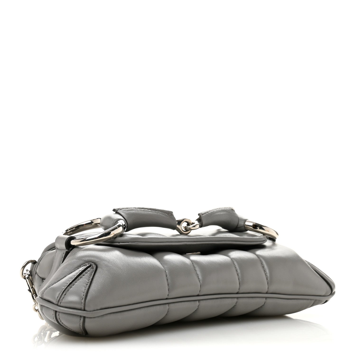 Gucci Nappa Vertical Matelasse Small Maxi Horsebit Chain Shoulder Bag Gray 4 of 13