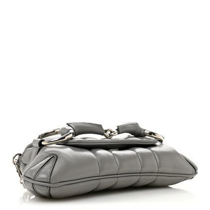 Gucci Nappa Vertical Matelasse Small Maxi Horsebit Chain Shoulder Bag Gray 4 of 13