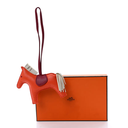 Hermes Milo Lambskin Grigri Rodeo Horse Bag Charm PM Orange Poppy Craie Terre Battue 5 of 5