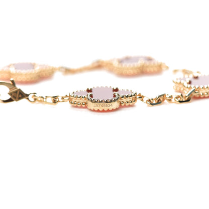 Van Cleef & Arpels 18K Yellow Gold Carnelian 5 Motifs Vintage Alhambra Bracelet 6 of 7