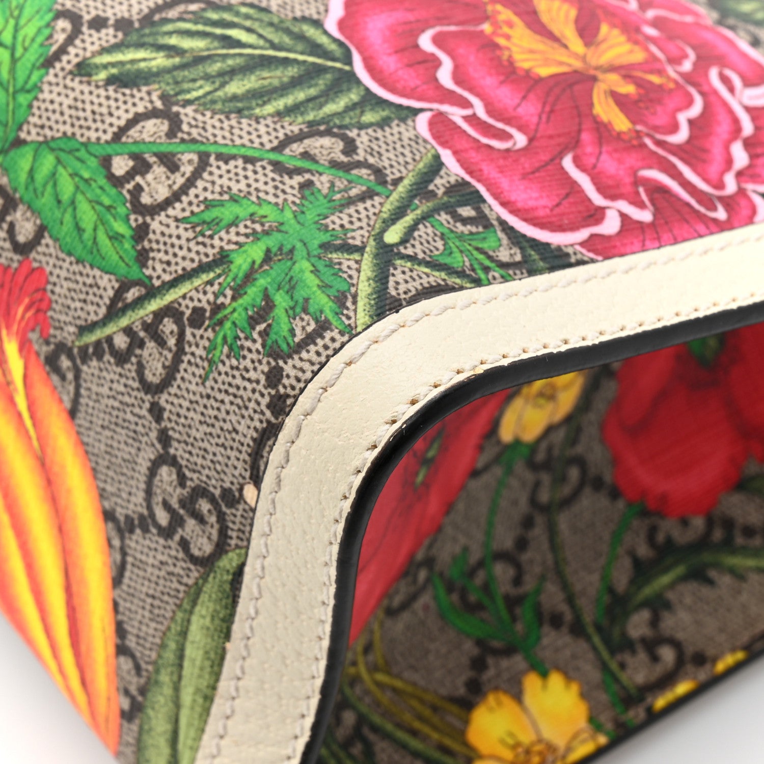 Gucci GG Supreme Monogram Flora Textured Calfskin Small Padlock Tote Beige Ebony Multicolor Mystic White 15 of 17