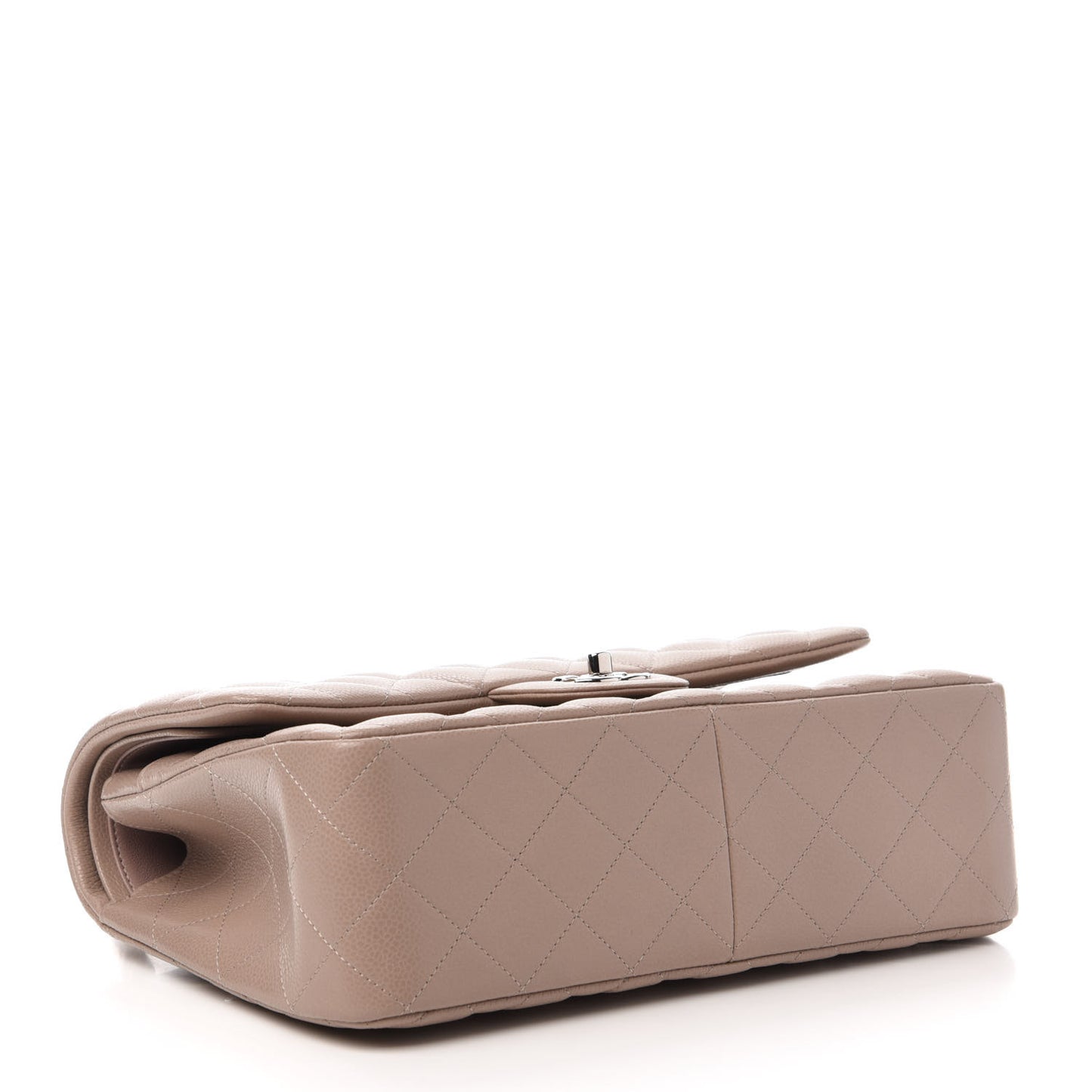 Caviar Quilted Jumbo Double Flap Beige