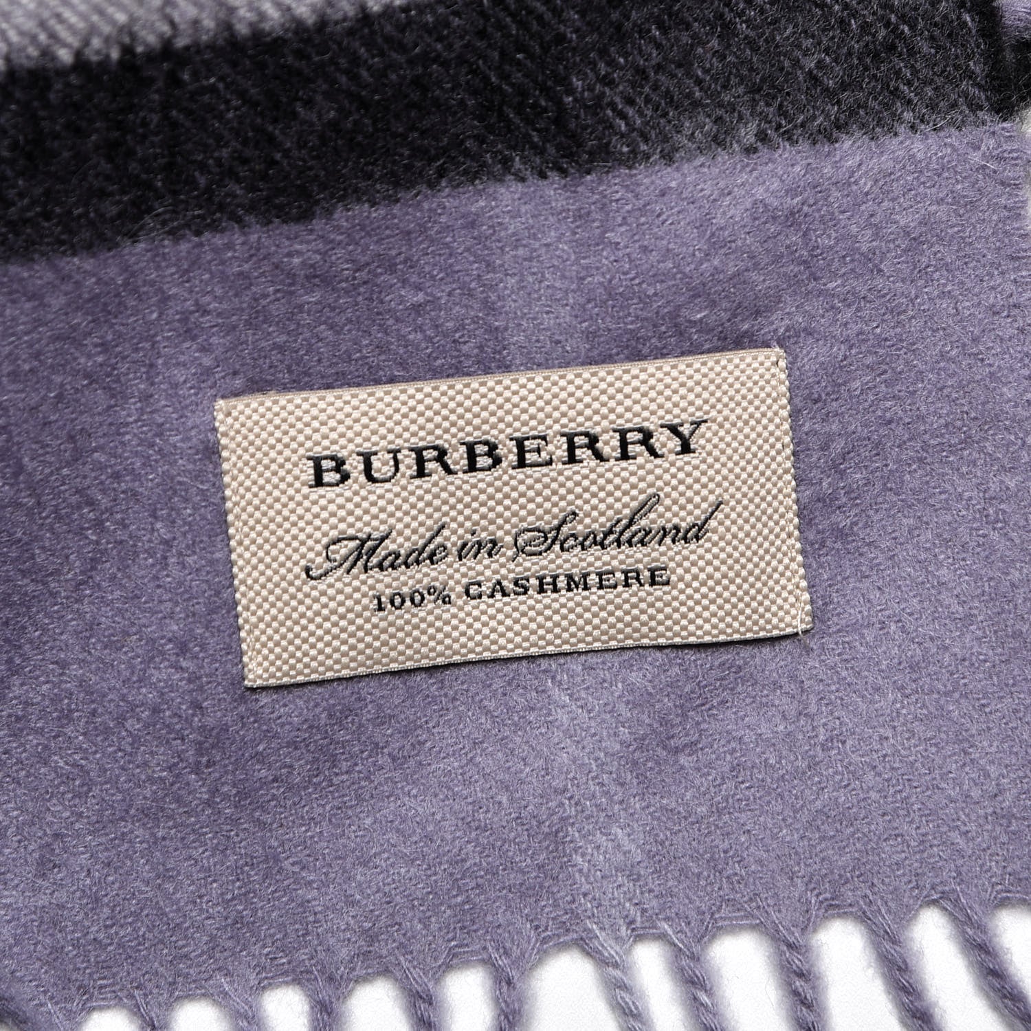 Burberry Cashmere Giant Check Fringe Scarf Lilac 5 of 5