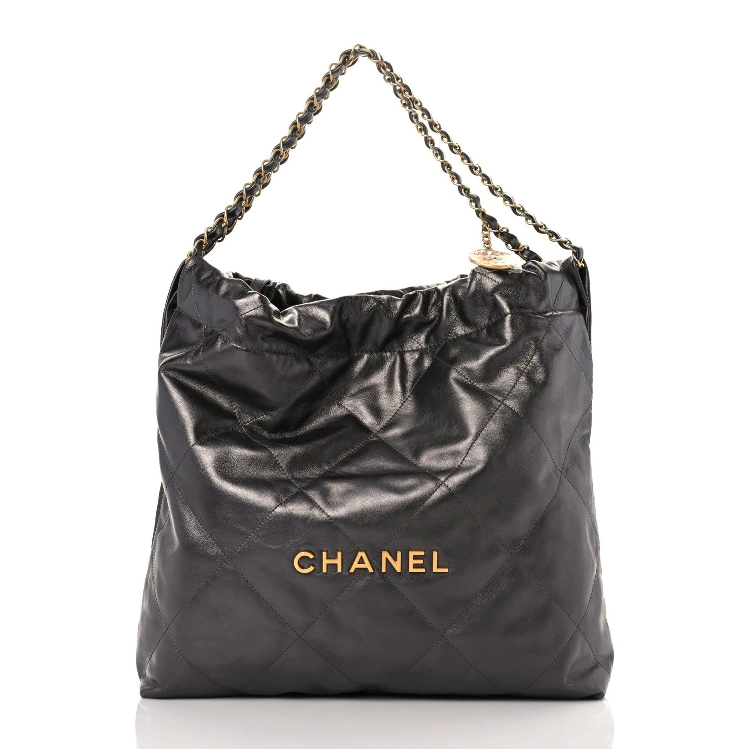 Chanel Metallic Calfskin Quilted Small Chanel 22 Ruthenium 3 of 10