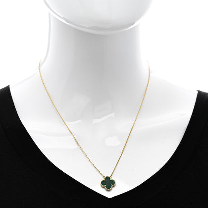 Van Cleef & Arpels 18K Yellow Gold Malachite Vintage Alhambra Pendant Necklace 2 of 5