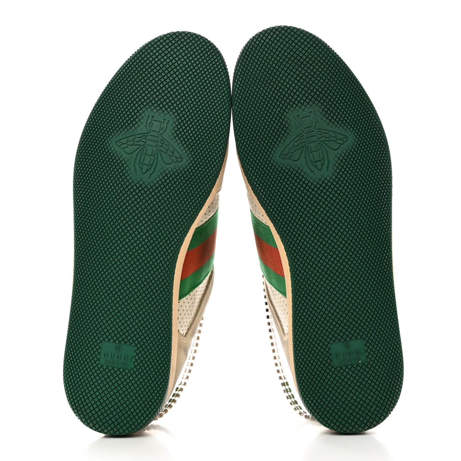 Gucci Nubuck Calfskin Web Removable Crystals Mens Screener Sneakers 9 Dusty Milk New Mystic White 5 of 7