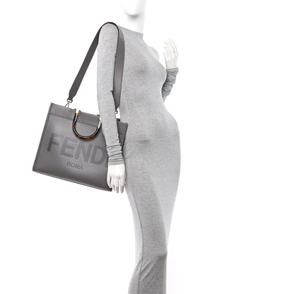 Fendi Vitello King Plexiglass Logo Embossed Medium Fendi Sunshine Shopper Tote Moon 2 of 9