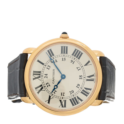 Cartier 18K Pink Gold Alligator 36mm Ronde Louis Manual Winding Watch Brown 2 of 4