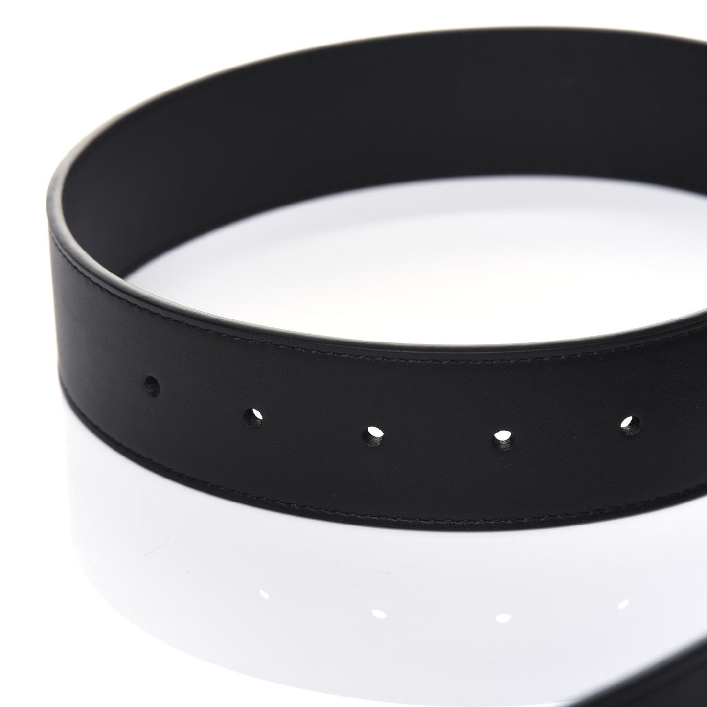 Moon Calfskin Pearl Double G 40mm Belt 95 38 Black Cream