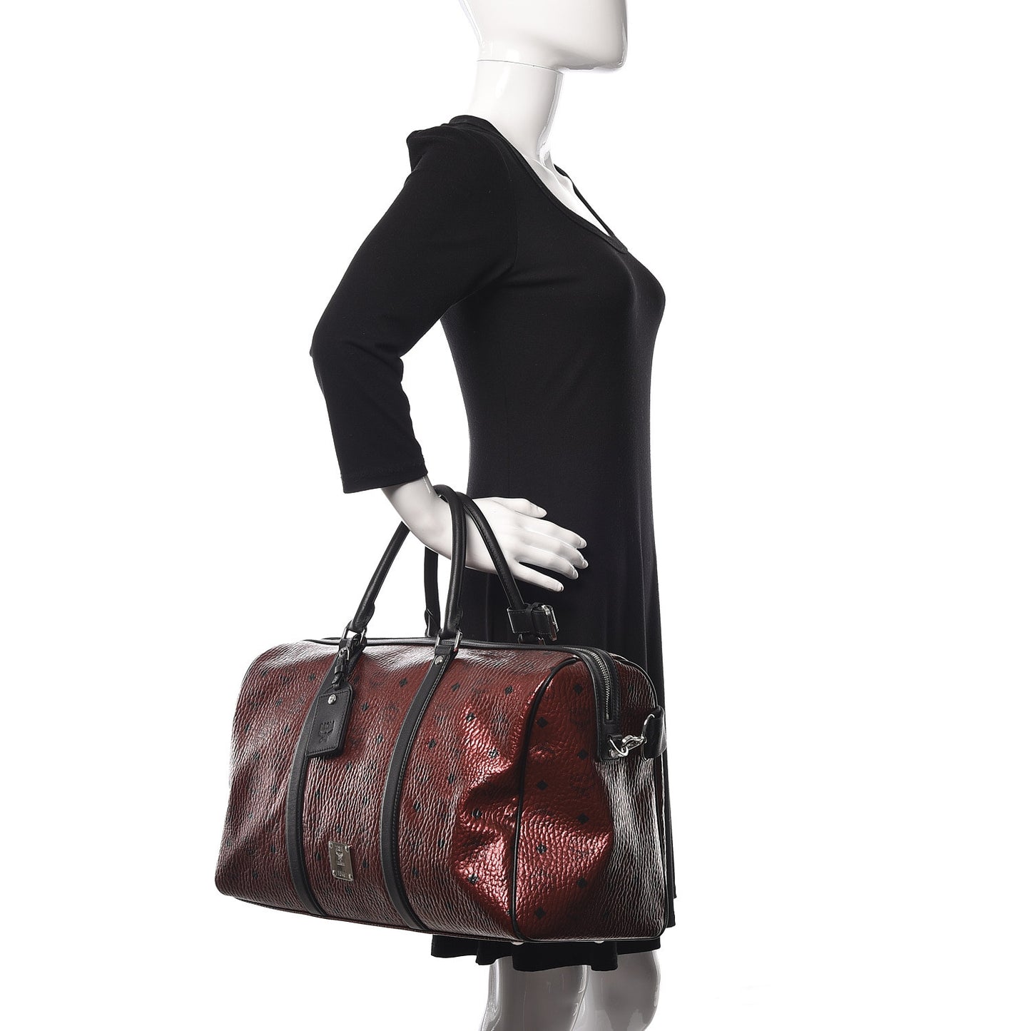 Metallic Visetos Medium Traveler Weekender Bag Scooter Red