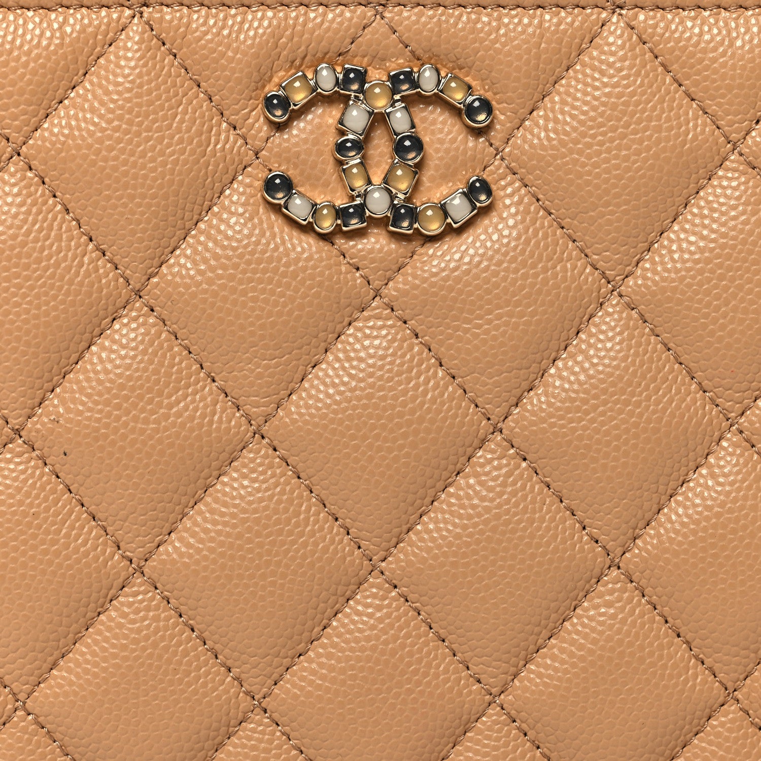 Chanel Caviar Quilted Coco Candy Small Cosmetic Case Beige 8 of 10
