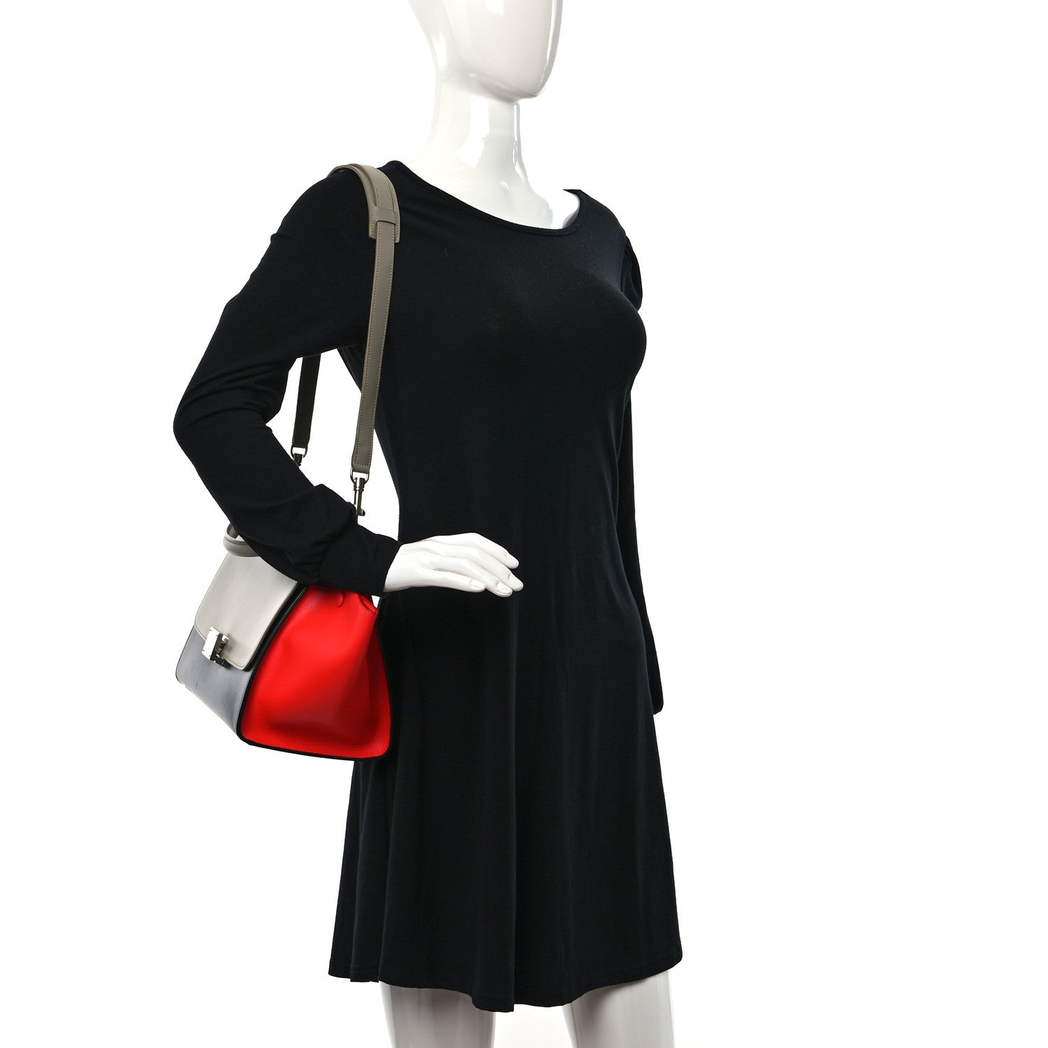 Celine Smooth Calfskin Medium Tri-Color Trapeze Taupe 2 of 9