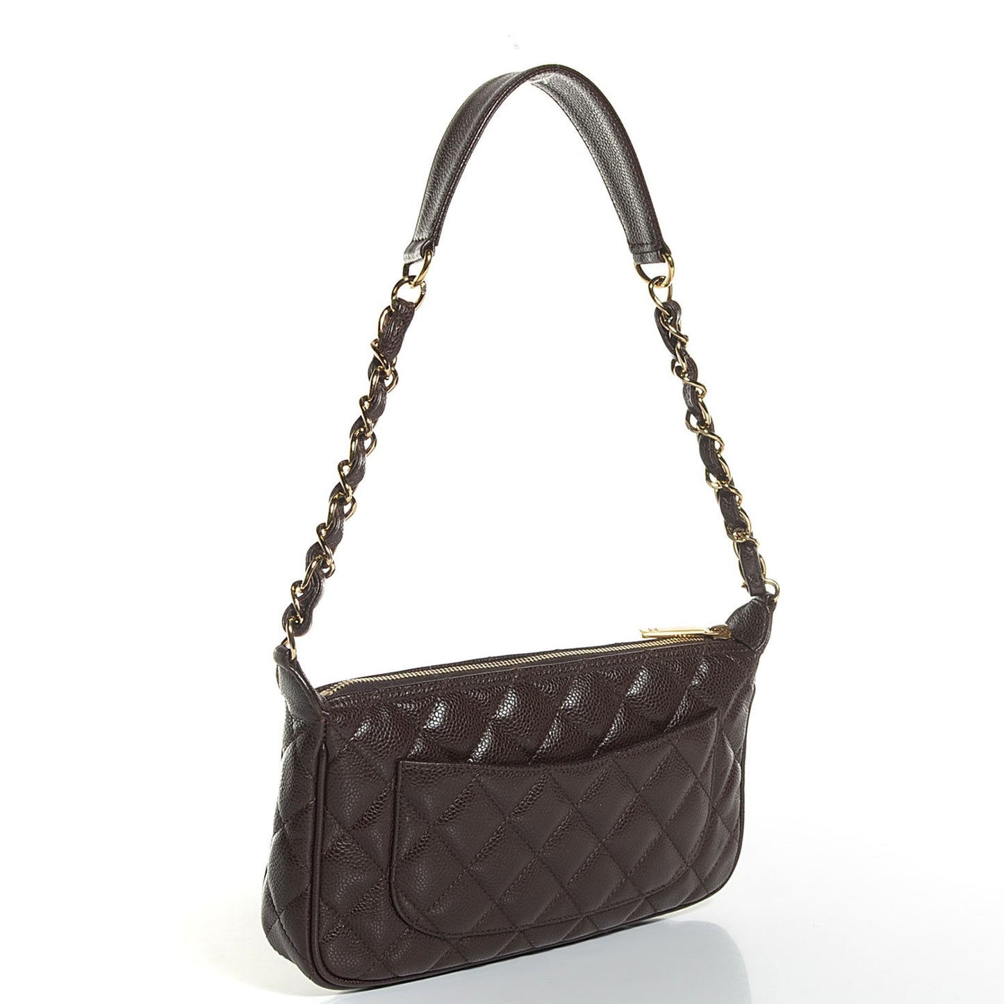 Caviar Quilted Pochette Brown