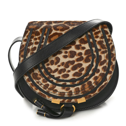 Chloe Pony Hair Calfskin Leopard Small Marcie Saddle Bag Jungle Brown 1 of 11