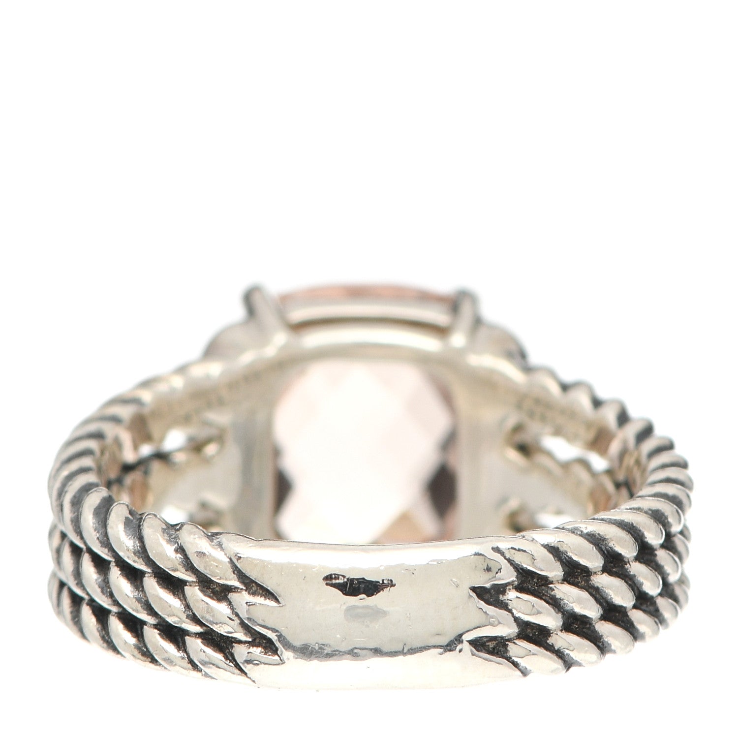 David Yurman Sterling Silver Morganite Diamond 10mm Petite Wheaton Ring 52 6 4 of 6