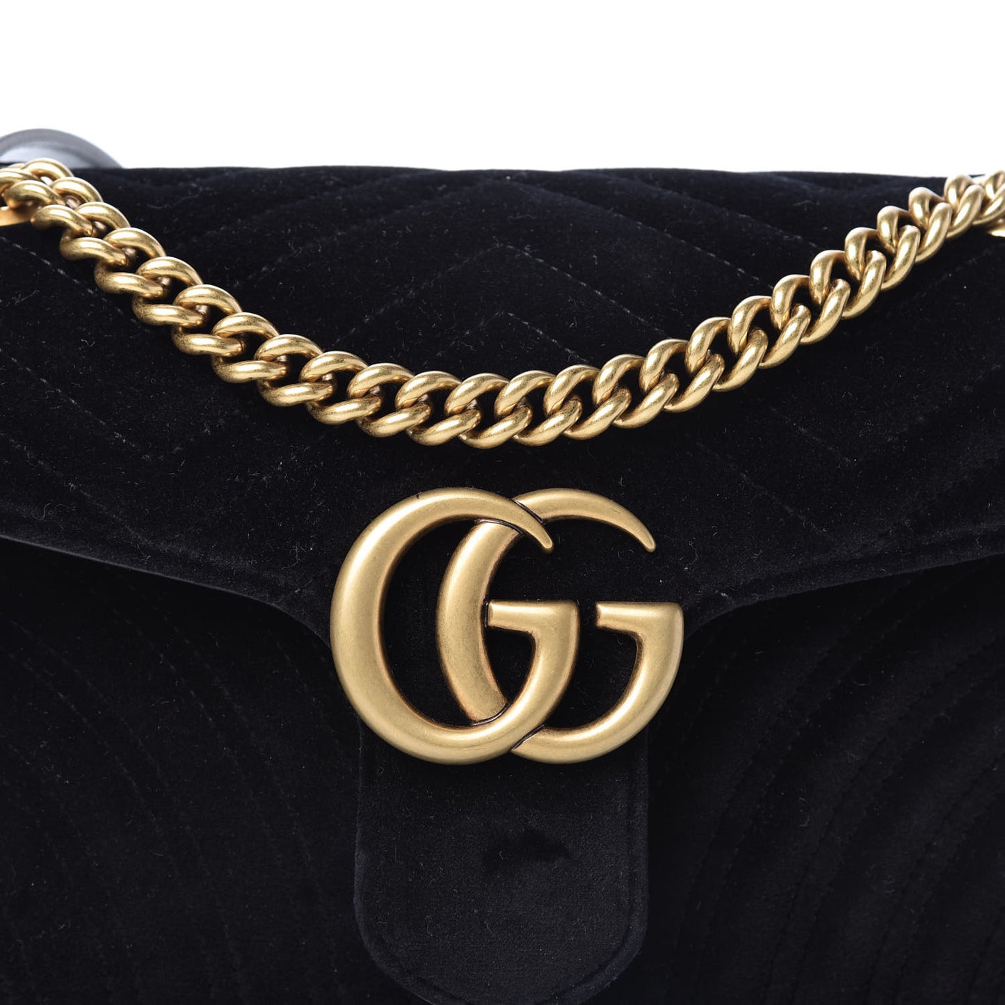 Velvet Matelasse Small GG Marmont Shoulder Bag Black