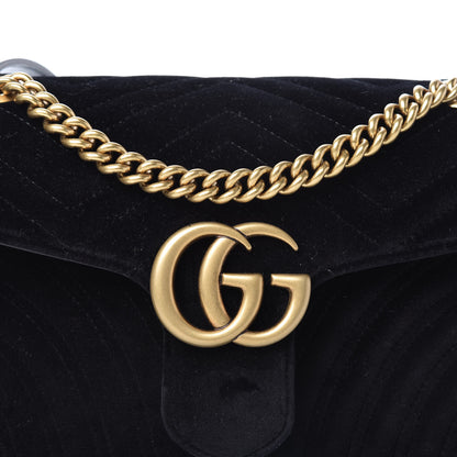 Gucci Velvet Matelasse Small GG Marmont Shoulder Bag Black 10 of 10