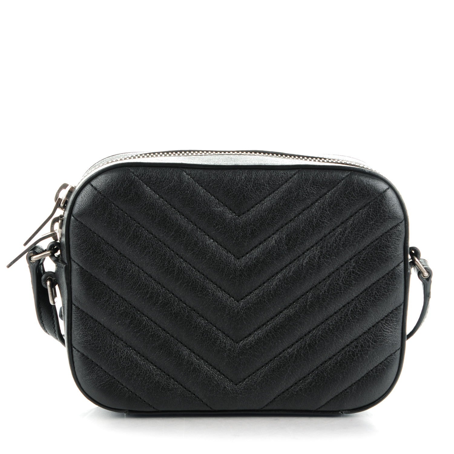 Saint Laurent Sheepskin Chevron Small Camera Bag Black 1 of 9