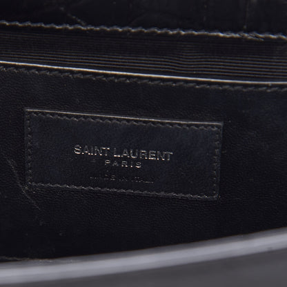 Saint Laurent Calfskin Crocodile Embossed Medium Classic Monogram Kate Tassel Satchel Black 6 of 8