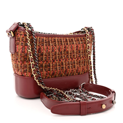Chanel Tweed Calfskin Small Gabrielle Hobo Burgundy 3 of 12