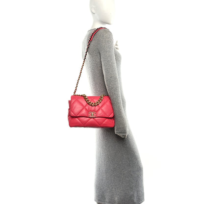 Chanel Lambskin Quilted Large Chanel 19 Flap Dark Pink 2 of 10