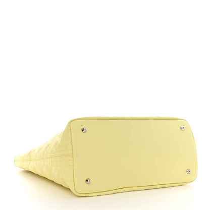 Christian Dior Coated Canvas Cannage Medium Panarea Tote Light Yellow 4 of 11