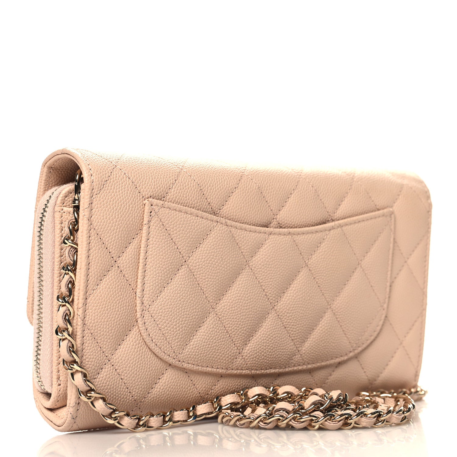 Chanel Caviar Quilted Phone Holder Wallet on Removable Chain Light Beige 4 of 15