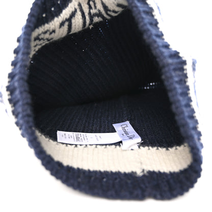 Christian Dior Cashmere Wool D-White Beanie Navy Blue White 4 of 5