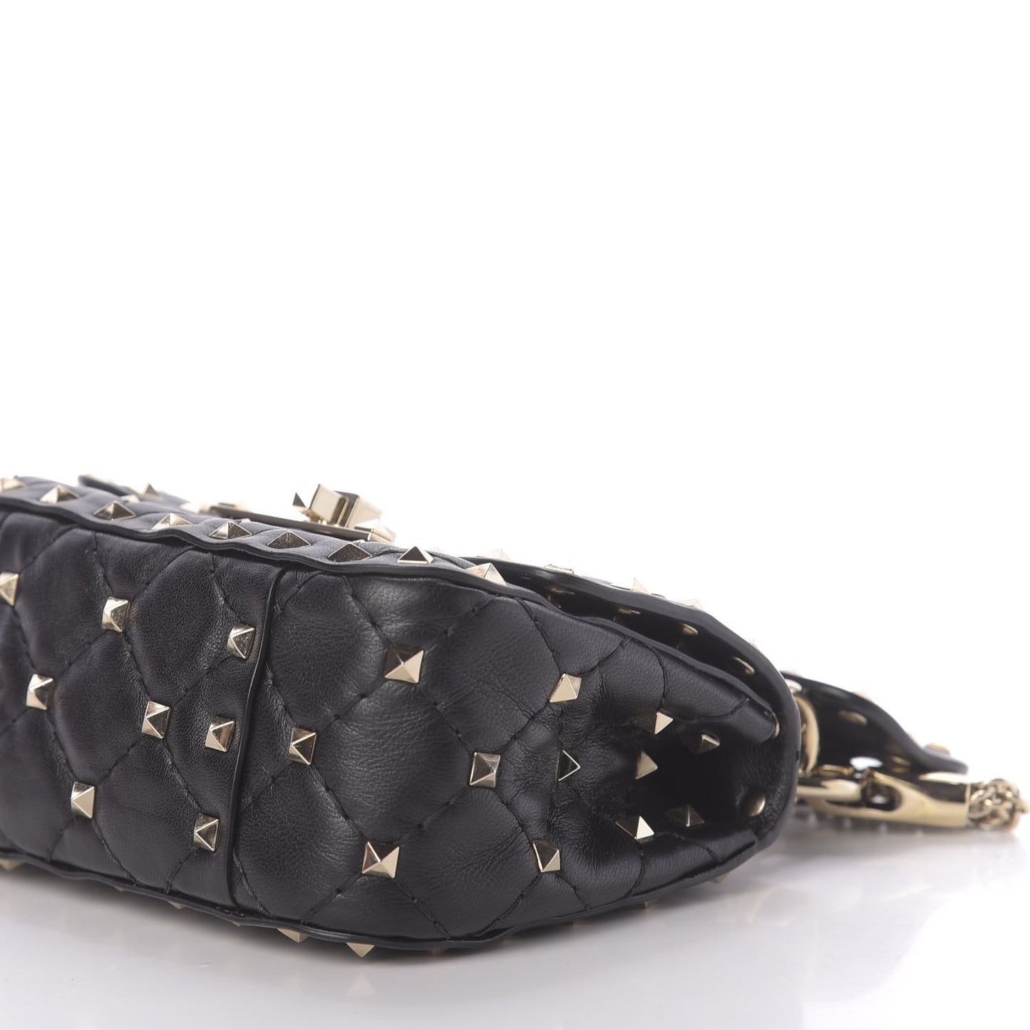 Nappa Micro Rockstud Spike Shoulder Bag Black