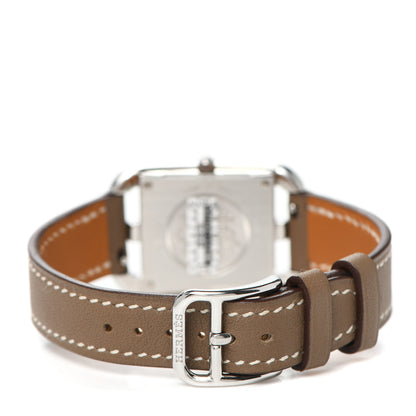 Hermes Stainless Steel Swift Diamond Mother of Pearl 23mm Cape Cod Quartz Watch Etoupe 3 of 5
