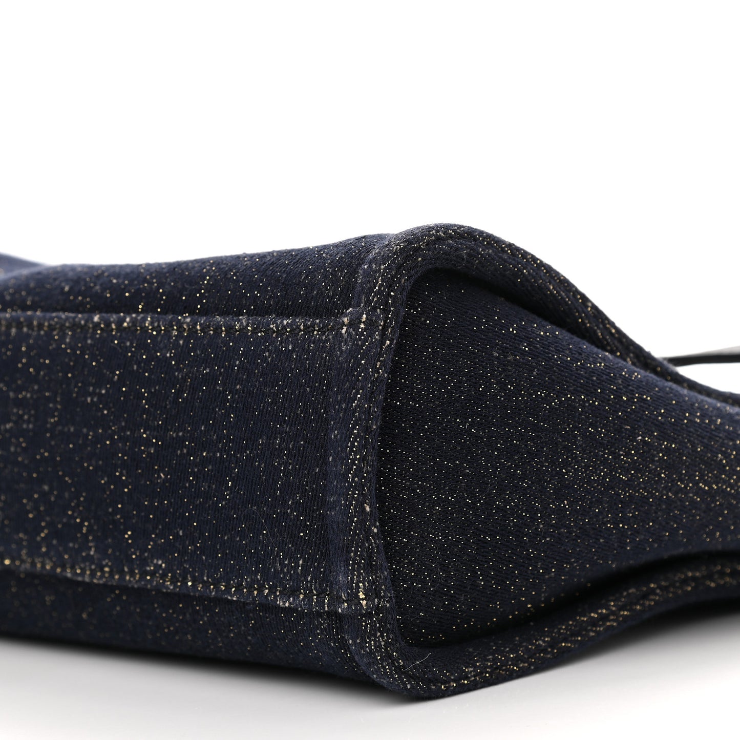Lurex Canvas Mini Deauville Tote Navy Blue Gold