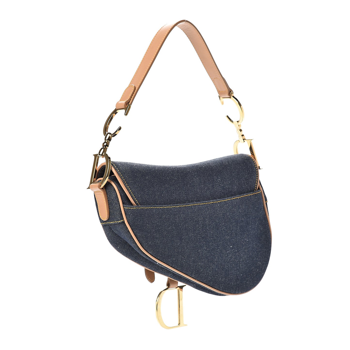 Denim Calfskin Saddle Bag Blue