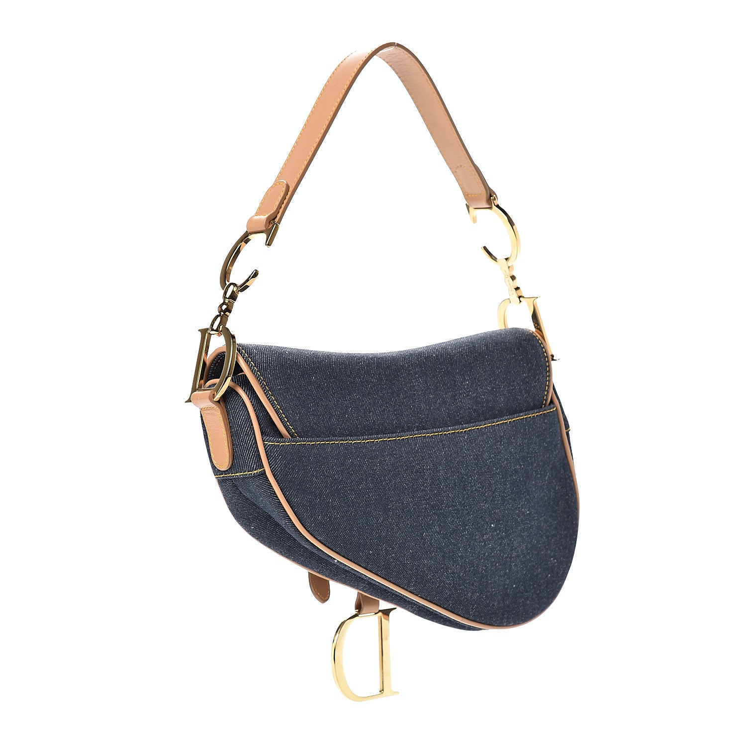 Christian Dior Denim Calfskin Saddle Bag Blue 2 of 10